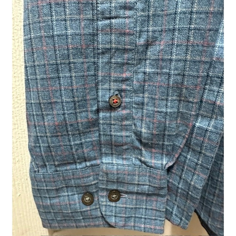 St Johns Bay Mens Large Blue Plaid Long Sleeve Button Down Cotton Shirt - Picture 2 of 7